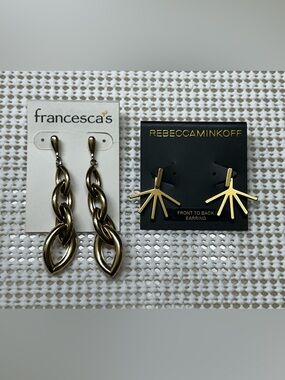 Earrings bundle… Rebecca Minkoff Gold Fan Front-to-Back Studs and Francesca’s